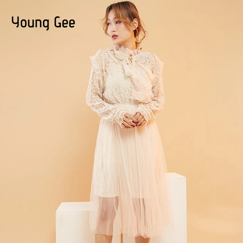 Женское платье с цветочным принтом Young Gee повседневное приталенное длинными