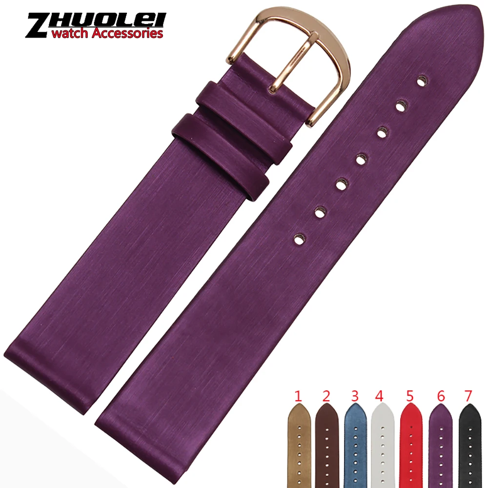 

FASHIONABLE GENUINE LEATHER SILK GRAIN STRAP FOR WOMEN 17/19MM 7 COLOURS