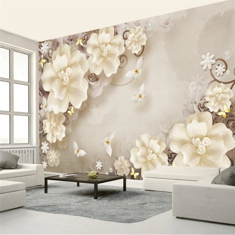 Us 885 41 Di Scontobeibehang Custom Rilievi Carte Da Parati 3d Tridimensionale Rosa Perle Nordic Retrò Monili Di Carta Da Parati Sfondo Muro In