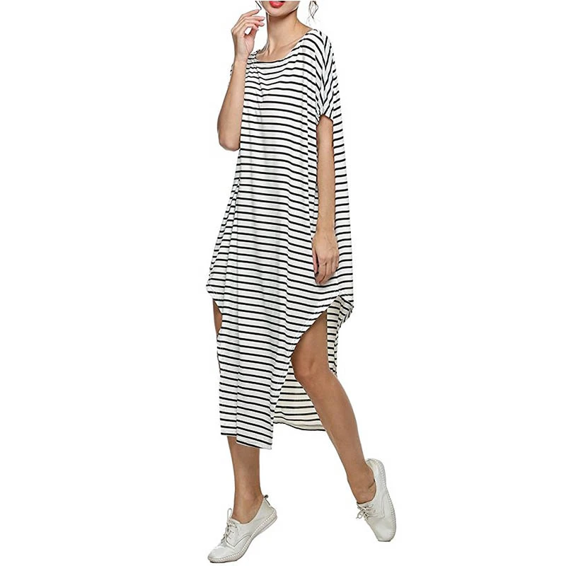 Loose Striped Long Dress Turkish Kaftans Bikini Cover up Beach Dress (1)