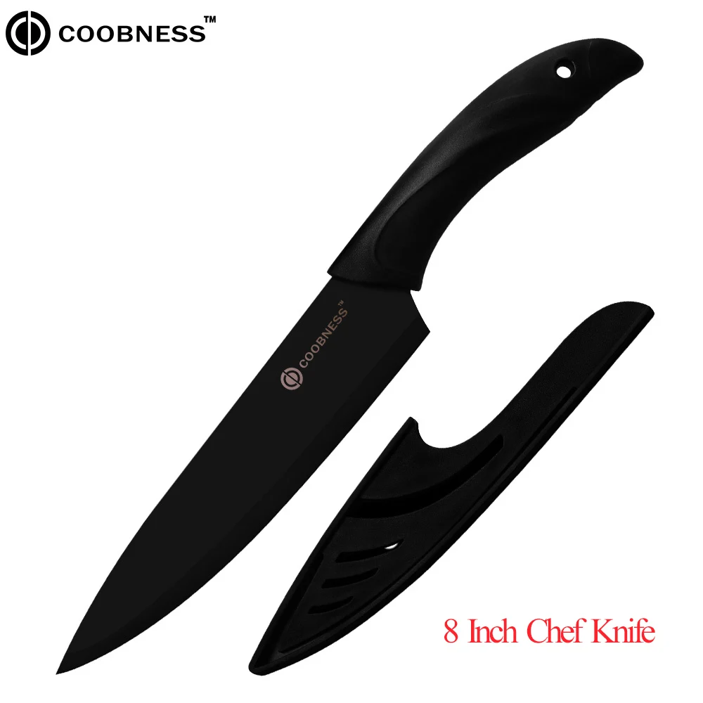 COOBNESS Professional Kitchen Knife Meat Vegetable Chopper Knives 3Cr13 Steel Bread Santoku Knife PP+TPR Handle Knives Tools - Цвет: 8 Inch Chef