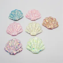 42 pçs/lote 4.5x3.8cm Mix cores Glitter Shell Apliques Acolchoadas Para Bolo Cartões da Inserção e BB Clipe Acessórios Do Miúdo DIY patches