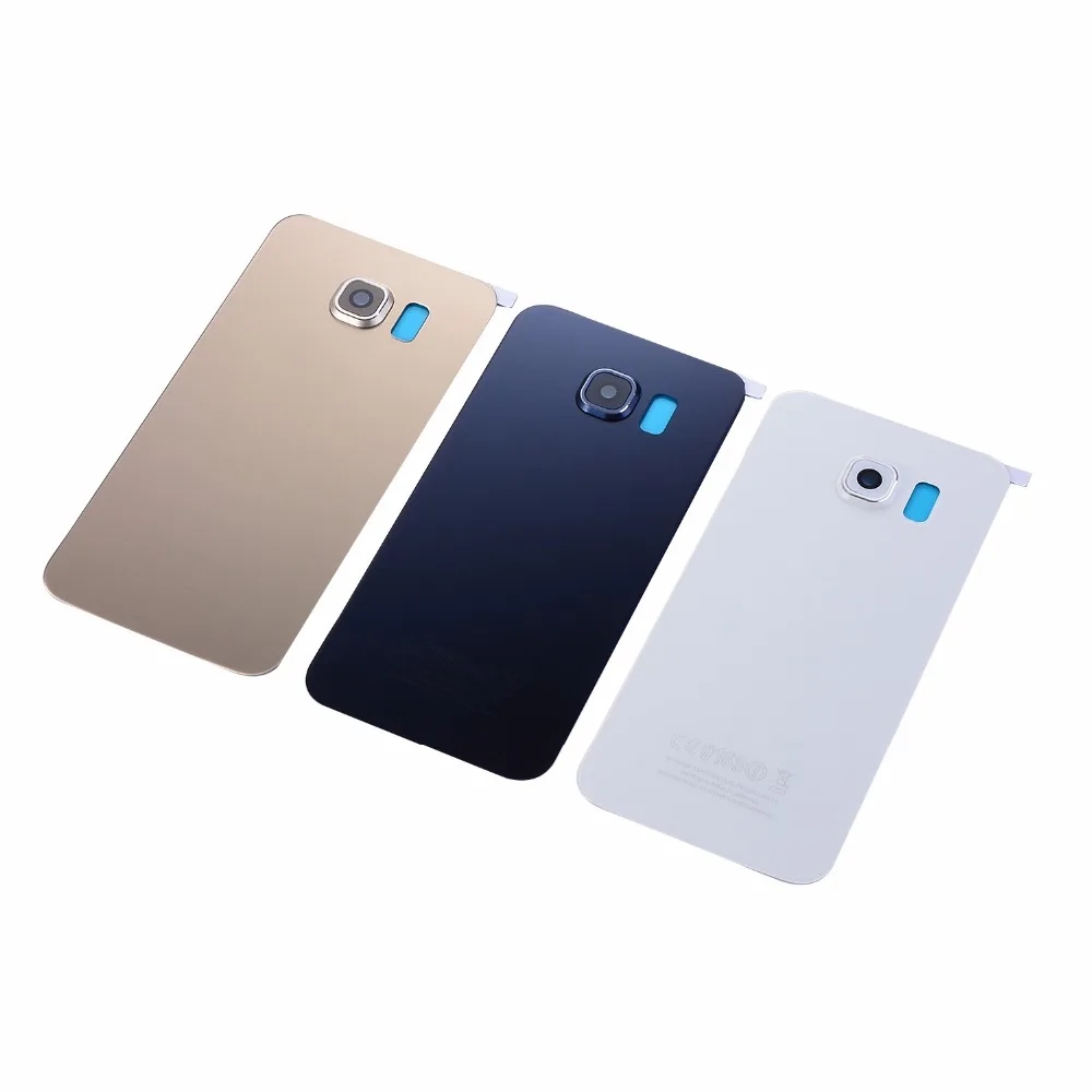 

For Samsung Galaxy S6 G920F S6 edge plus G925F G928F Housing Glass Back Battery Cover+Camera Lens Cover+Sticker Adhesive