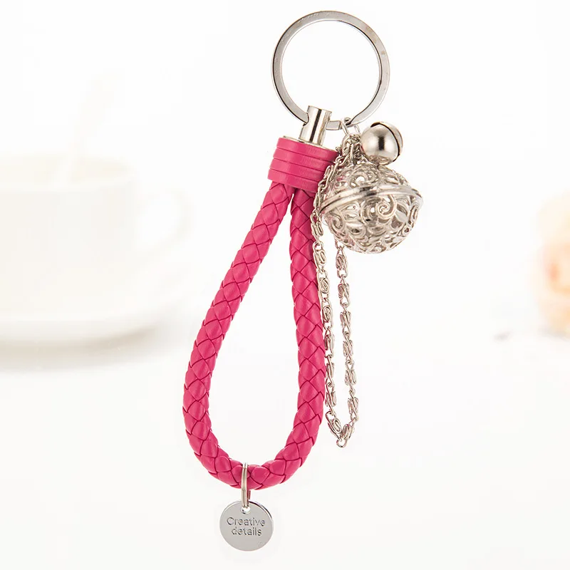 PU Leather Braided Woven Rope Ring Fit DIY Bag Pendant Key Chains