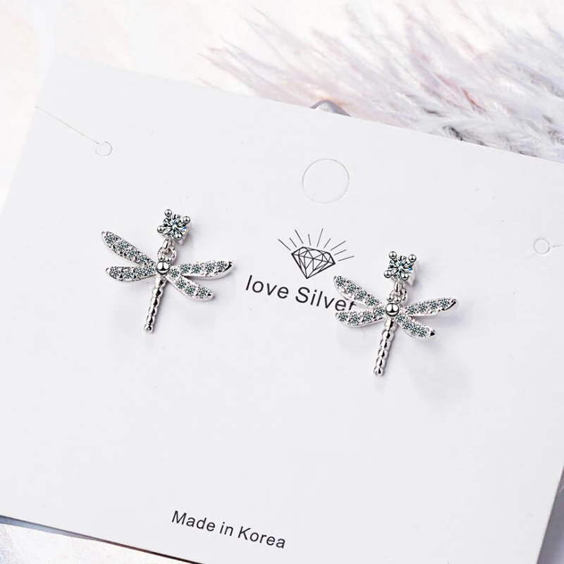 KOFSAC Стерлинговое Серебро 925 серьги для женщин изысканные блестящие циркониевые стрекозы серьги-гвоздики для девушек аксессуары для помолвки горячая распродажа