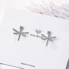 KOFSAC Стерлинговое Серебро 925 серьги для женщин изысканные блестящие циркониевые стрекозы серьги-гвоздики для девушек аксессуары для помолвки горячая распродажа