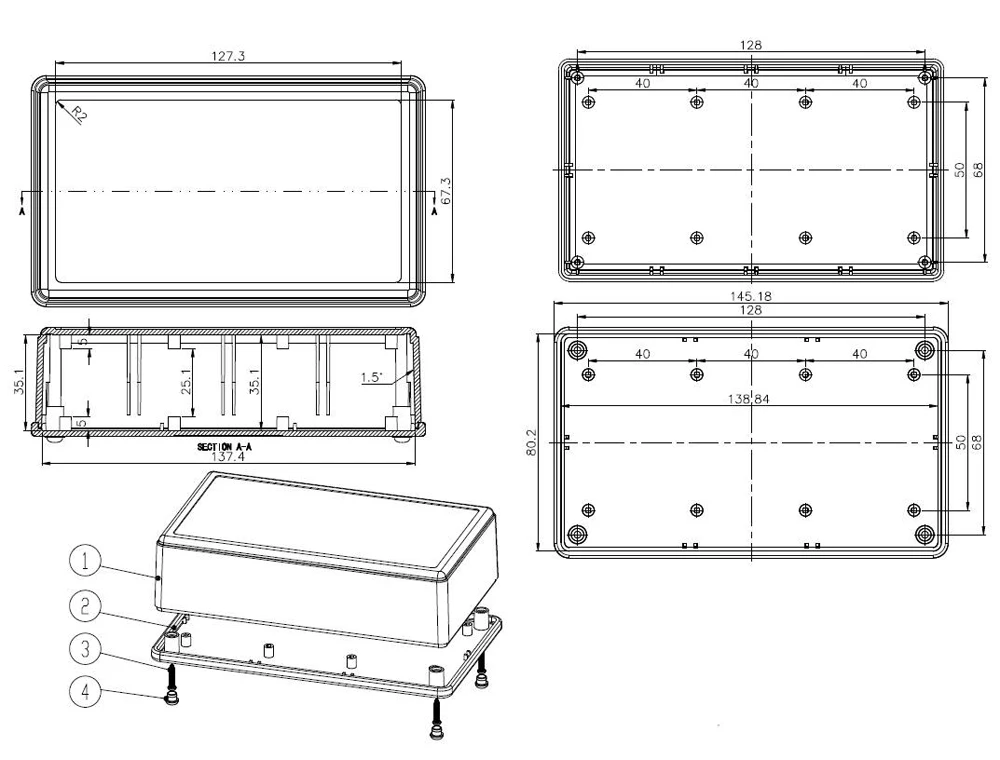 1 шт./лот Настольный измерительный прибор корпус diy 145*85*40 мм ABS пластиковый корпус чехол для Промышленное оборудование управления