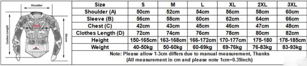 Motorcycle Full Body Armor Jacket Motocross Racing Spine Chest Protector Gear aa (1)