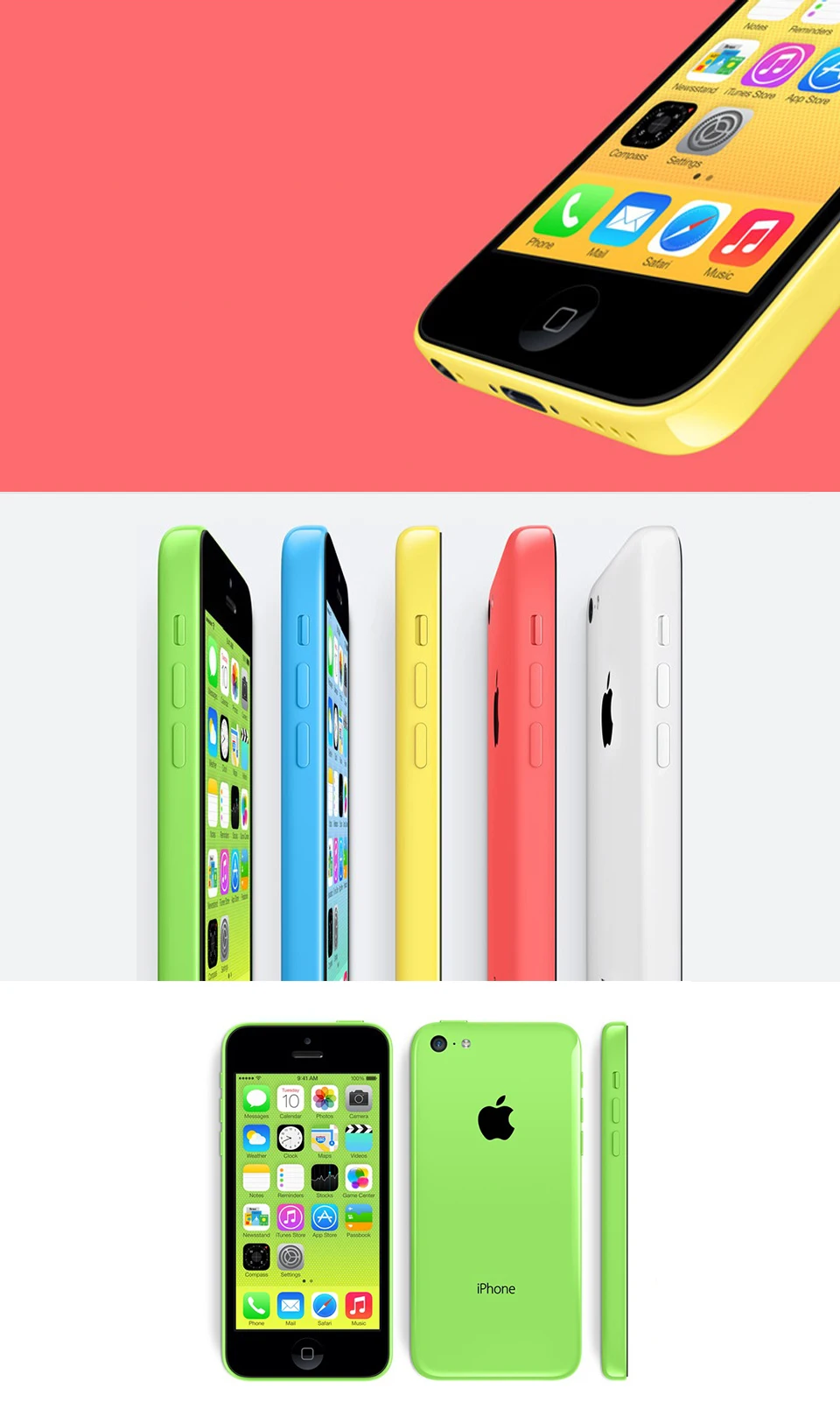 Оригинальное разблокирована Apple IPhone 5C 32 ГБ + 1 ГБ хранения iPhone 5C GSM HSDPA двухъядерный 8mpix Камера 4.0 "экран iPhone 5C