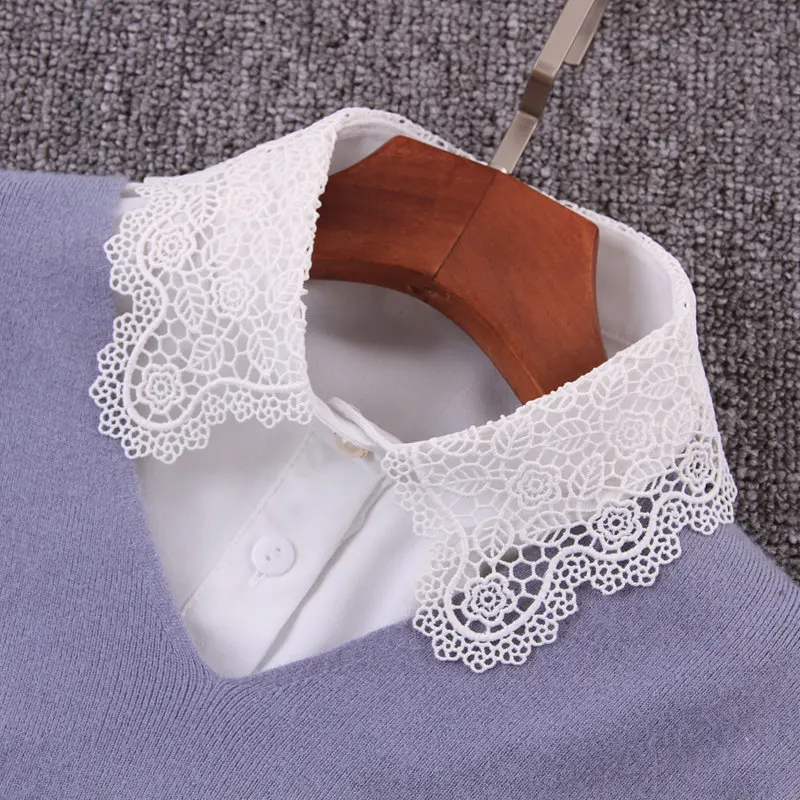 False Fake Collar Women Lace Refined Hollowed Embroidery Faux Collar ...