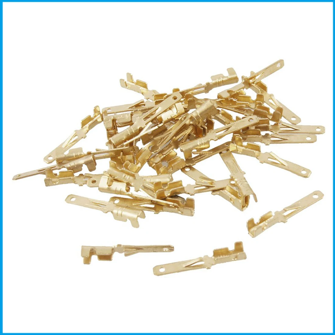 40 Pcs Gold Tone Male Spade Crimp Terminals 2mm Wiring Connectors