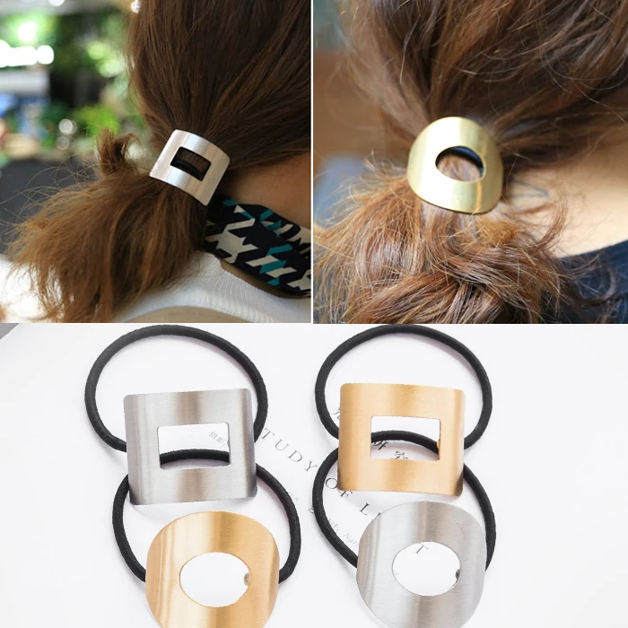 

Fashion Metal Elastic Hair Jewelry For Women Girls 2019 Geometric Heart Star Cute Scrunchie Tie Head Wear Hair Accessories