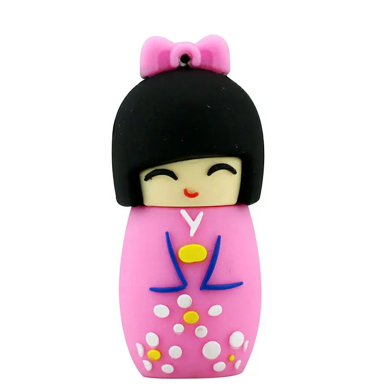 U диск японские куклы кимоно девушка Usb флэш-накопитель 4 ГБ 8 ГБ 16 ГБ 32 ГБ 64 ГБ куклы флэш Usb карта памяти, Флеш накопитель Подарочный диск - Цвет: Розовый