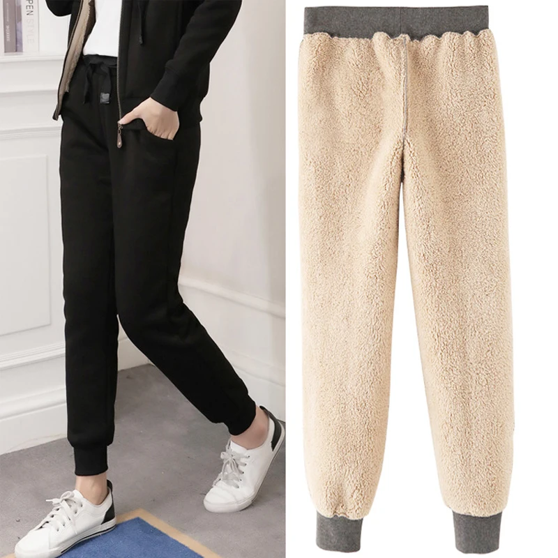

New Thick Velvet Cashmere Harem For Winter Women Casual Pants Warm Female Loose Fleece Trousers Plus Size Stretch