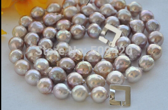 

FREE SHIPPING>>@>> W&O658 >>Lavender 11mm round keshi reborn freshater pearl necklace 33inch