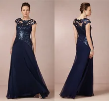 Chiffon Mutter Der Braut Kleider 2017 Scoop Neck Capped pailletten Applique Mutter Abendkleid Bodenlangen Plus Size Benutzerdefinierte gemacht