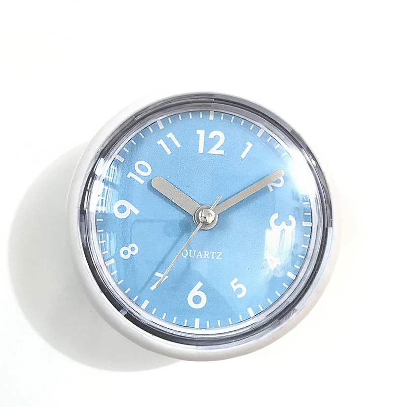 Blue Slient Suction Cup Bathroom Wall Clocks Silicon Rubber Waterproof