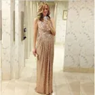 Save 13.8 on 2016 Sequins Bridesmaid Dresses Rose Gold Champagne Floor Length Maid of Honor Custom Made Maternity Pregnant Long Plus Size