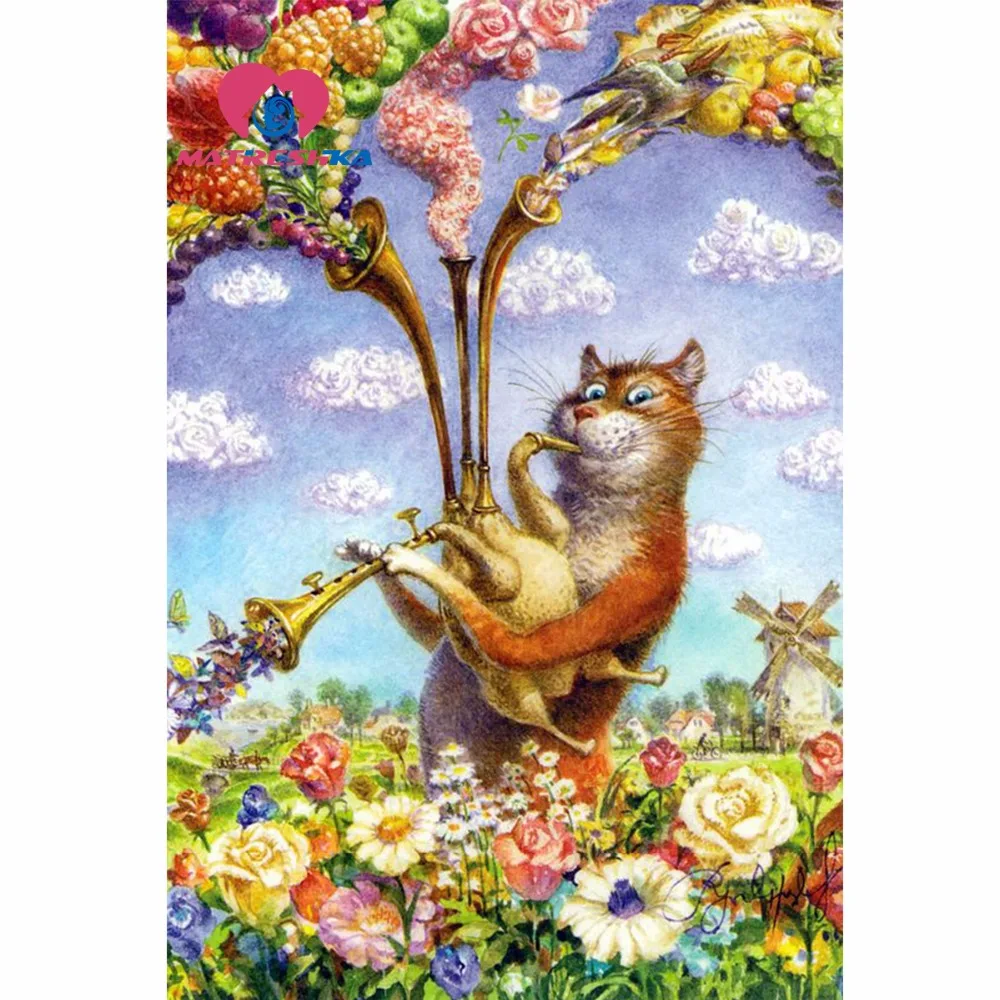 

Russian Cartoon Cat Pictures of diamond embroidery Pictures of rhinestones full figuration Pictures crystals Diamond mosaic full