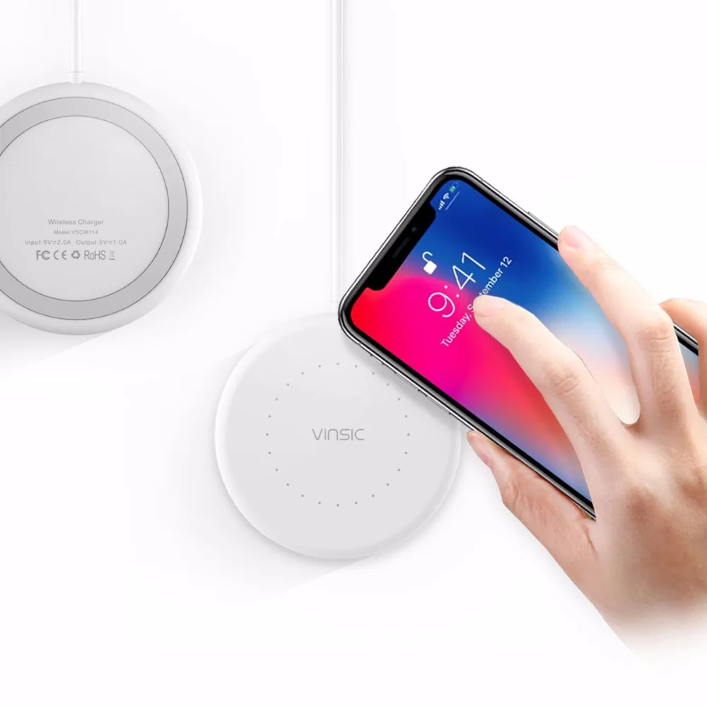 Vinsic Qi Беспроводное зарядное устройство для iPhone X 8 Plus Samsung Galaxy S6 S7 Edge Google Nexus Lumia 920|pad