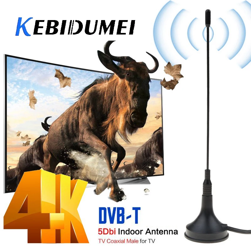 Kebidumei DVB-T/T2 5DBi комнатная антенна Мини ТВ Антенна Воздушная цифровой для DVB-T ТВ HD ТВ прост в установке