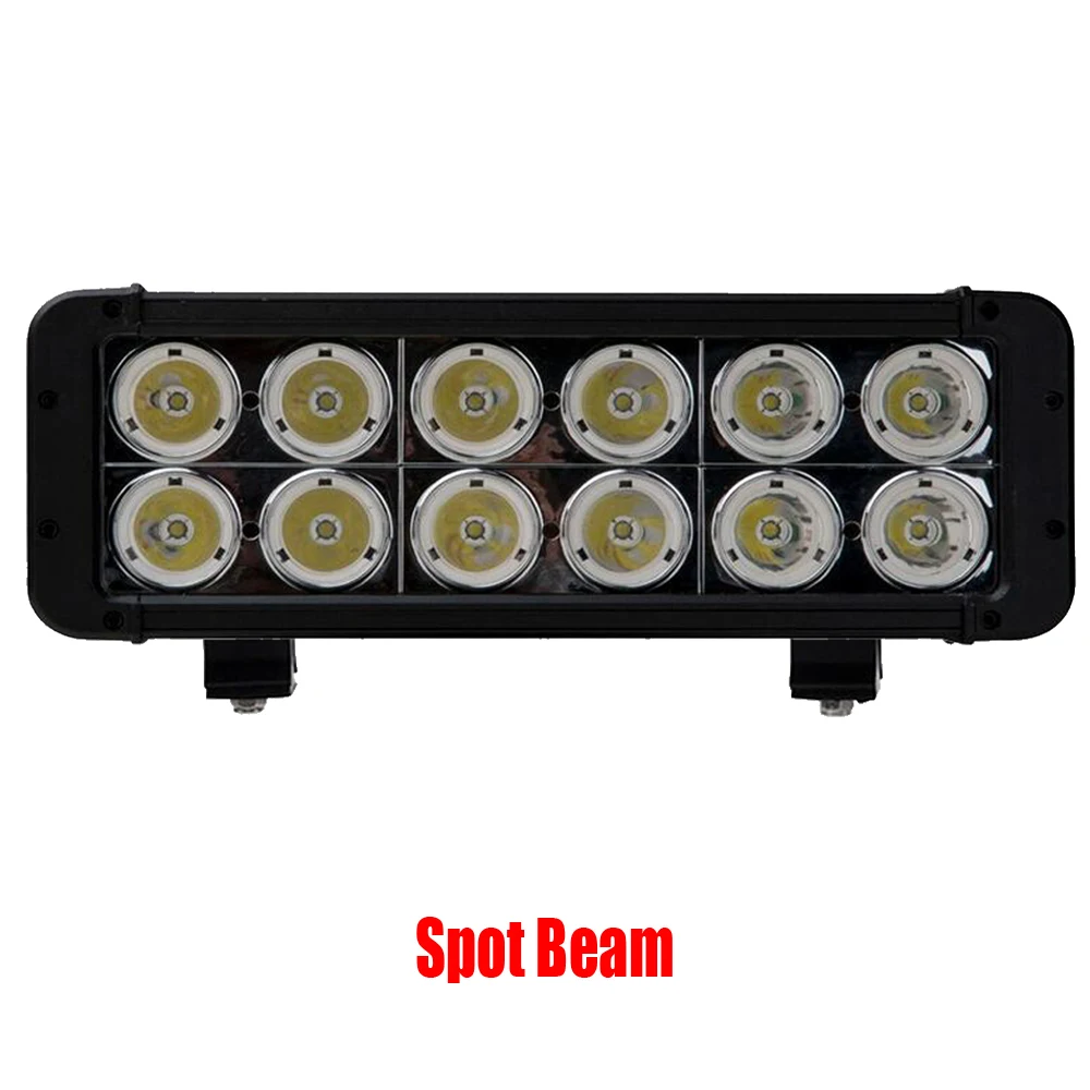 1" дюймовый двухрядный 12 светодиодов 10 Вт/шт. чипы XML 120 Вт Светодиодный светильник для бездорожья s 12 В в работе/светильник для переднего бампера нижние кронштейны горка x1pc - Цвет: Spot Beam