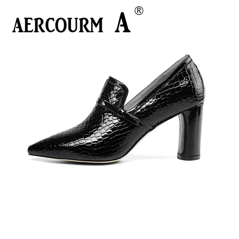 Aercourm A/; женские туфли-лодочки из змеиной кожи; женская обувь из натуральной кожи; туфли-лодочки на квадратном каблуке; новая весенняя Брендовая обувь черного, винно-красного цвета