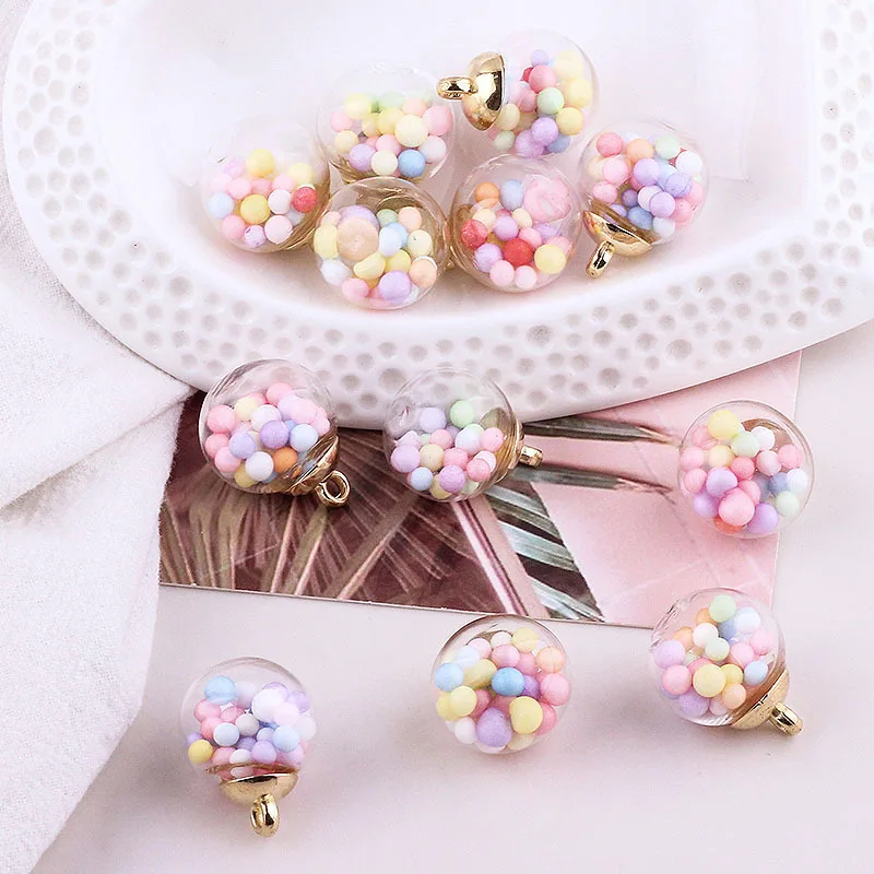 

10pcs 16mm Colorful Candy Bubble Transparent Glass Ball Charms Acrylic Pendant Finding Fit Earring Hair Jewelry Accessories