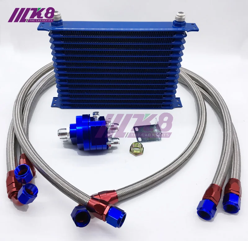 

Universal Oil Cooler Kit 15 Row 10AN Aluminium Engine Transmission Oil Cooler Relocation Kit