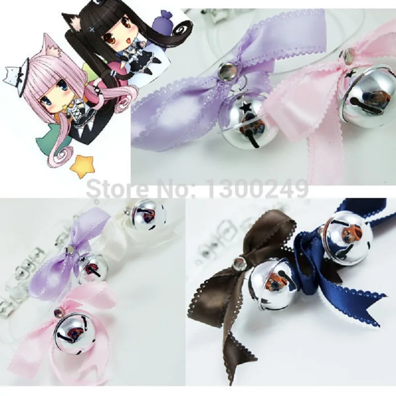 

Fashion Harajuku Handmade Clear Bow Collar belt Stud Small bell Punk Rock Choker Necklace Goth torques free shipping