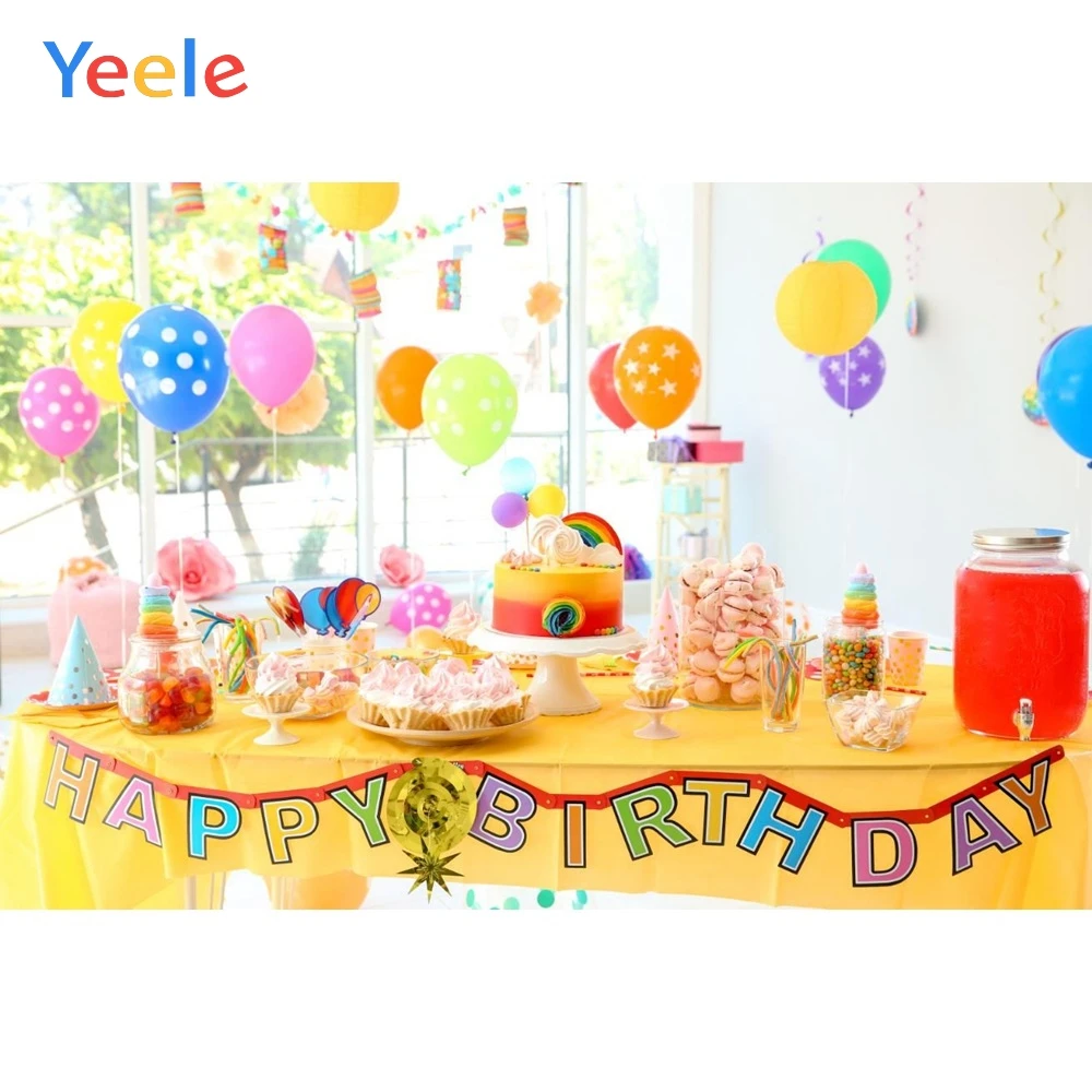 

Yeele Vinyl Color Balloon Dessert Child Birthday Party Photography Background Baby Princess Photographic Backdrop Photo Studio