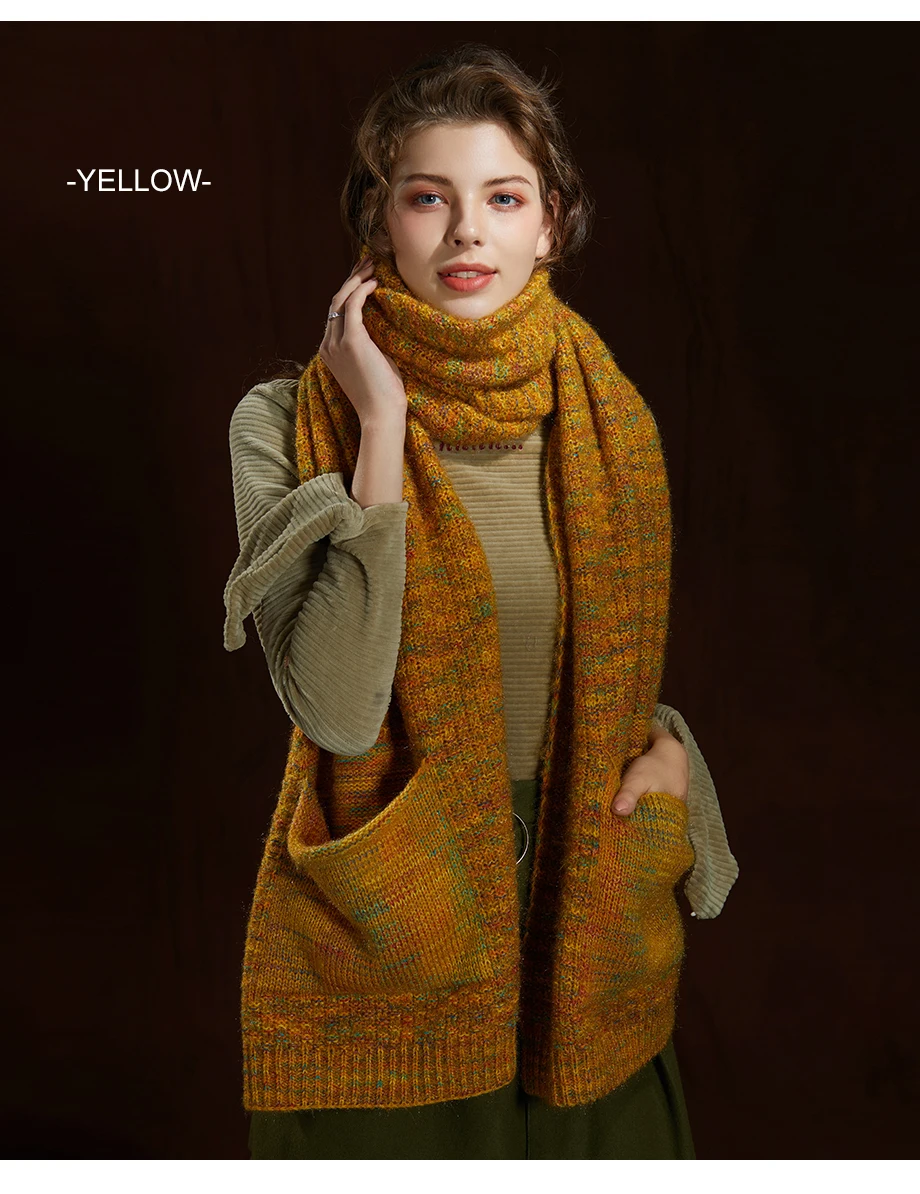 Fashion Cashmere Scarves Winter Wool Knitting Scarf Warm Women Shawls And Wraps Autumn Scarf Large Shawl Size200cm45cm (8)