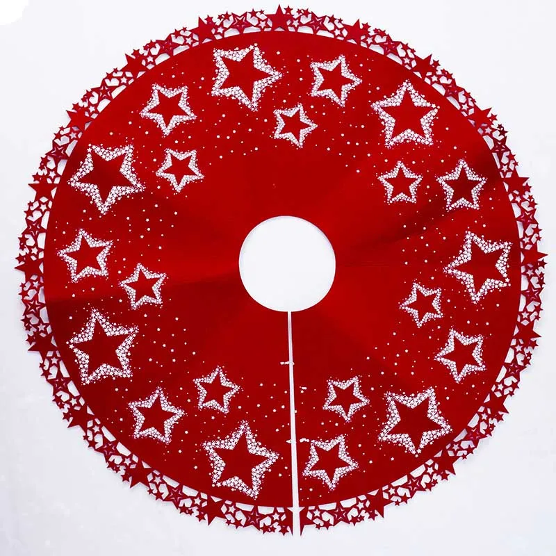 1 шт. 100 см Красная звезда Нетканая Рождественская елка юбка звезда окантованная Рождественская елка ковровое покрытие tapis sapin de noel - Цвет: Красный