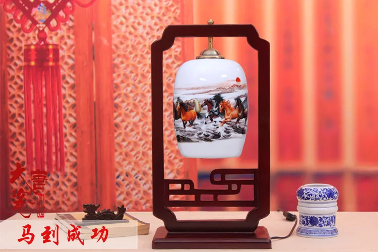 Новая настольная лампа из китайской керамики, Настольный светильник для спальни, прикроватный светодиодный, декоративный Настольный светильник для гостиной, Настольный светильник ZA1127944