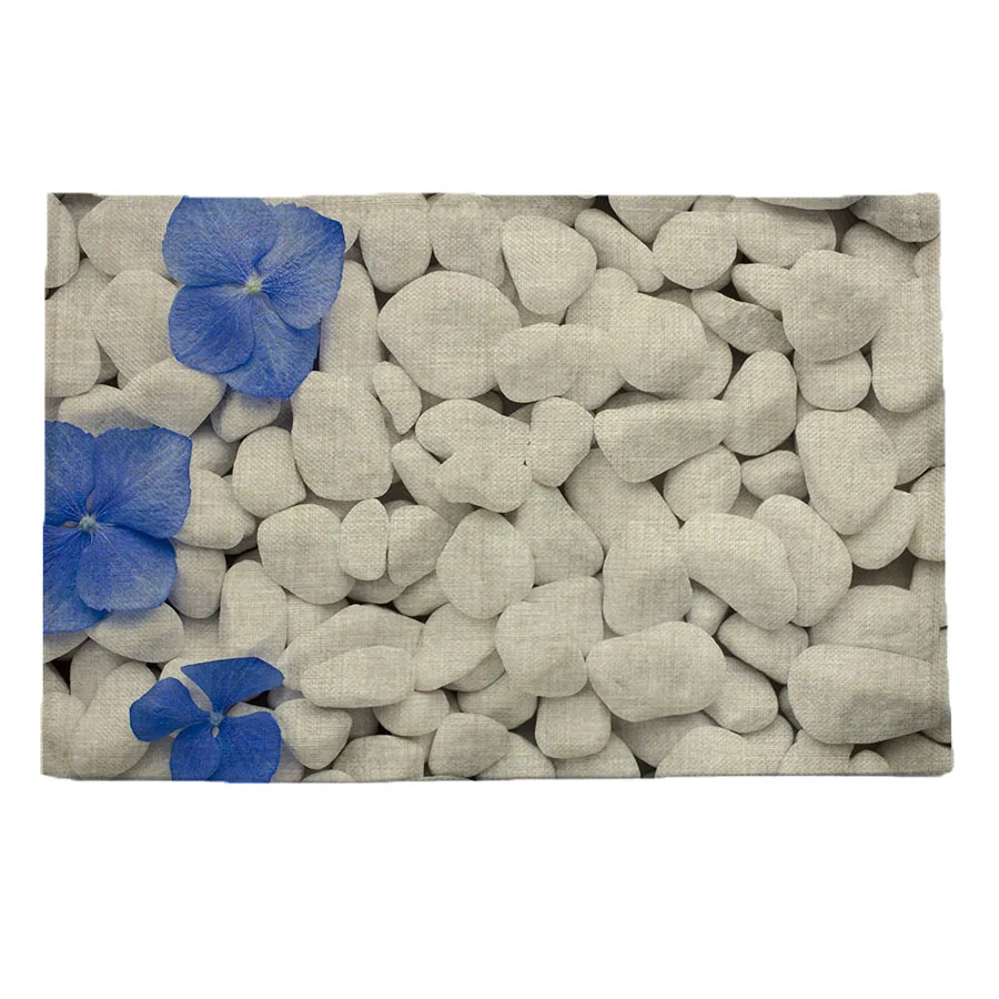 

stone pattern print linen placemat coasters disc pads bowl pad pot dining table mat coster heat insulation pad