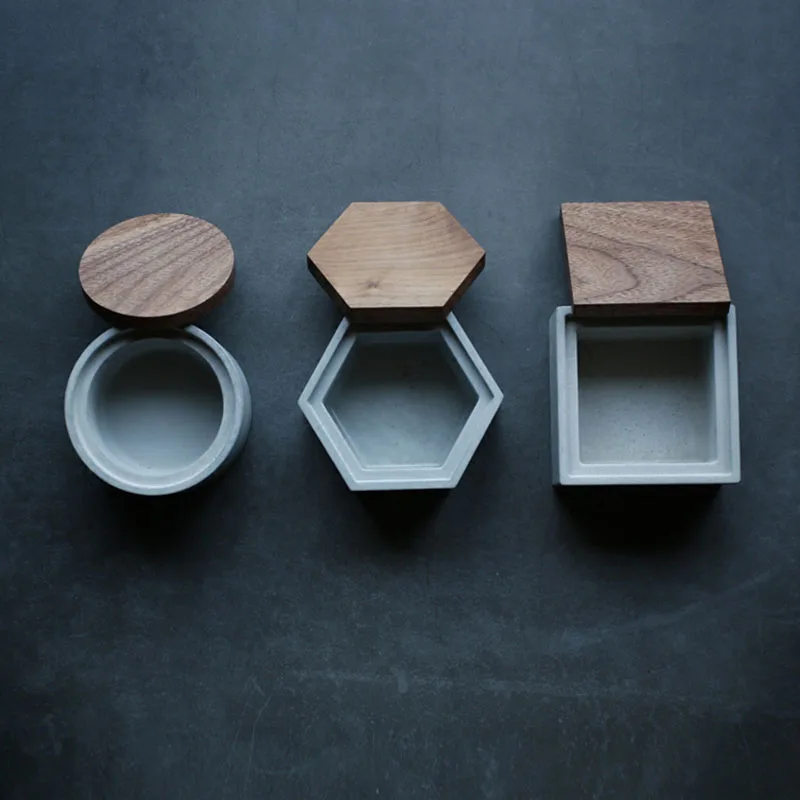 

Cement storage box silicone molds concrete moulds with lid mold square round hexagon box mold