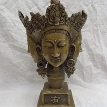 USPS в США S1657 1" Тибет Бронзовый Буддизм 4 Лицо Fo Будда Голову Тара Статуя Печать Набор Талисманы