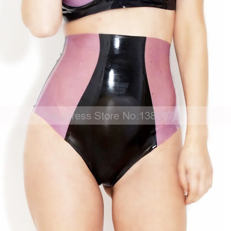 

Female High Waist Sexy Rubber Latex Panties Briefs Tight Knickers Women Spliced Underwear Lingerie S-LPW053