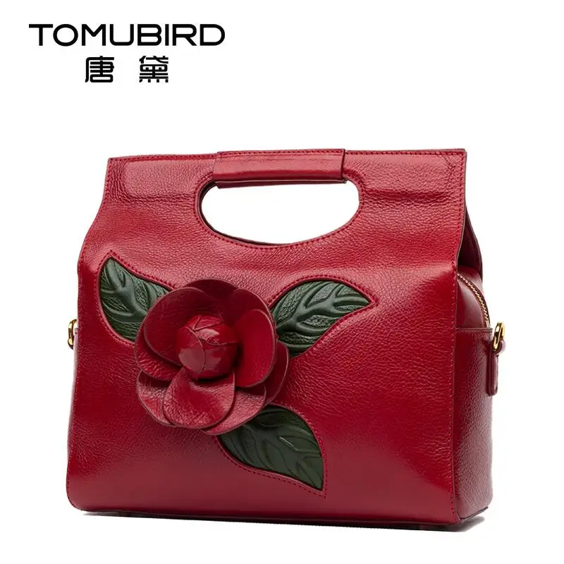 2016 New women genuine leather bag famous brands quality luxury cowhide dimensional flowers women leather handbags shoulder bag