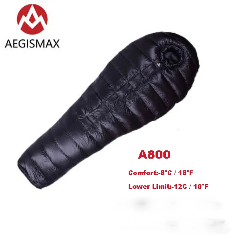 AEGISMAX AEGIS-A800/A1000 супер белый гусиный пух для взрослых 3 сезона Открытый Кемпинг Мумия спальный мешок для зимы холодной погоды - Цвет: A800 Black