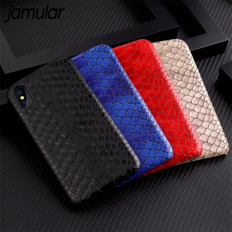 

JAMULAR Phone Case for iPhone XS MAX X XS XR snake skin back cover iPhone 7 8 Plus 6 6S Luxury PU leather shell coque
