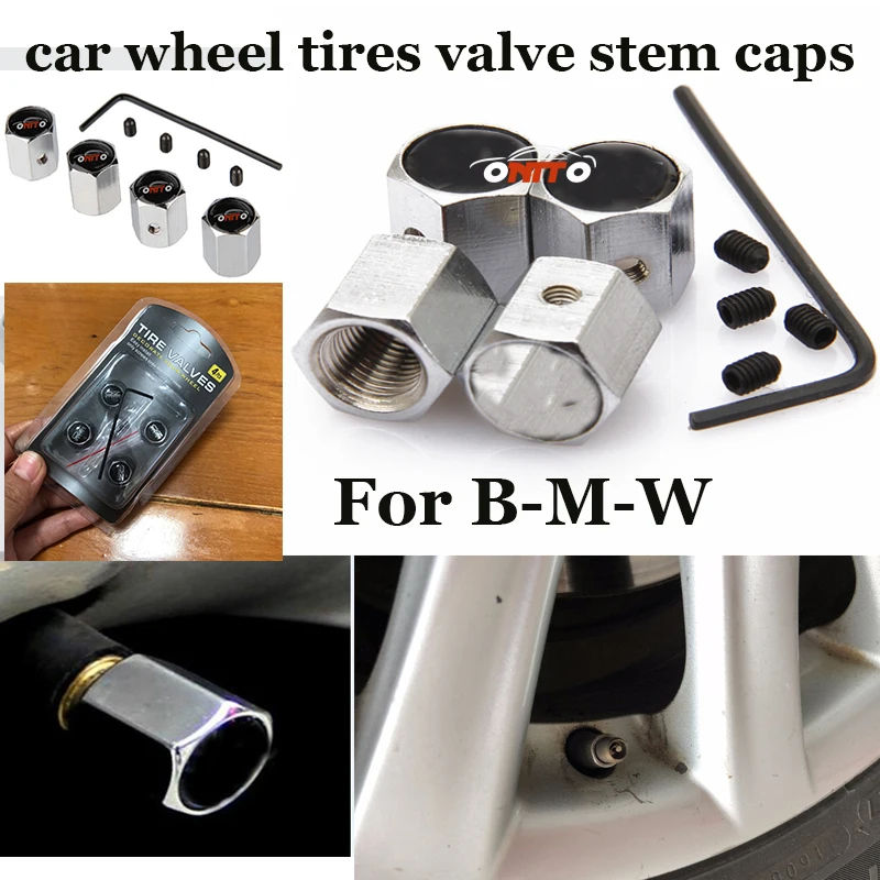 

1set ANTI-THEFT Auto wheel tire valve Covers for BMW E60 E90 F10 F30 F15 E63 E64 E65 E86 E89 E85 E91 car wheel valve stem caps