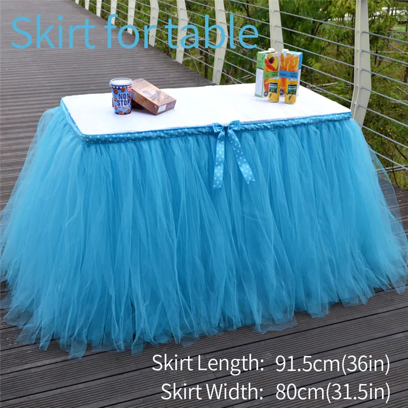 Image Tulle Tutu Table Skirt with Bowknot Strap For Wedding Decoration Baby Shower Party Wedding Table Skirting Skirts Home Textile