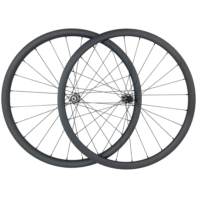 

700c 1320g 30mm asymmetric clincher tubeless SUPER LIGHT road disc wheels 25mm wide 24H 28H straight pull carbon wheelset UD 3K