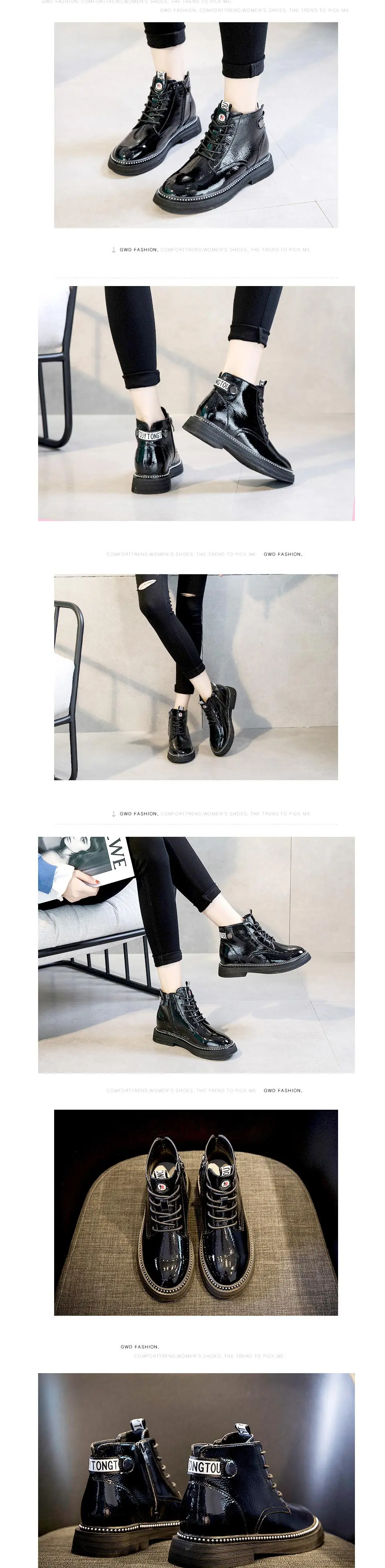 Haisum/женские ботинки модные ботинки женские ботинки из лакированной кожи на платформе; сезон весна-осень H-811