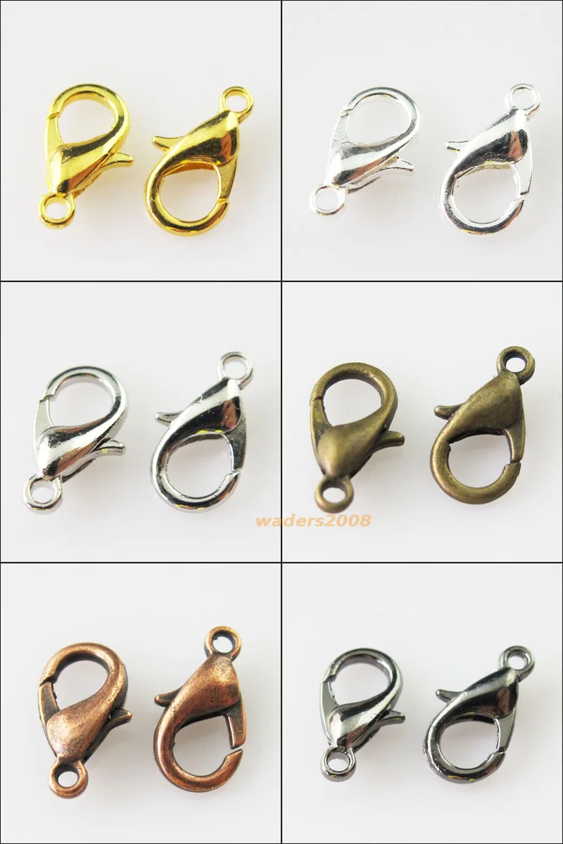 

20Pcs 8x14mm Lobster Clasps Connectors Gold Silver Bronze Plated