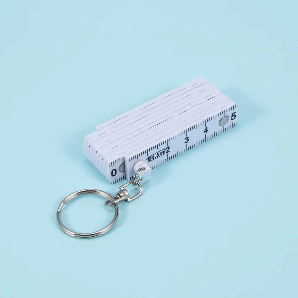 Унисекс Креативный дизайн брелок пластиковая складывающаяся Линейка Рулетка плотник измерительный инструмент 50 см измерительное кольцо для ключей в форме инструмента