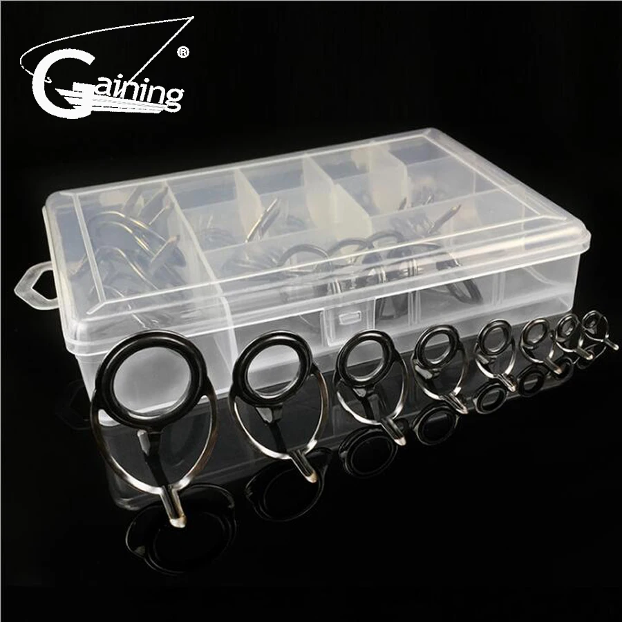 

Fishing Rod Guides Sets Tip Repair Kit DIY Building Rod Part Fishing 40pcs 8size Stainless Steel Ceramic Fishing Rod Guide Ring