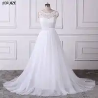JIERUIZE vestido de noiva White Lace Appliques Boho Wedding Dresses 2019 A-line Backless Beach Wedding Dress trouwjurk