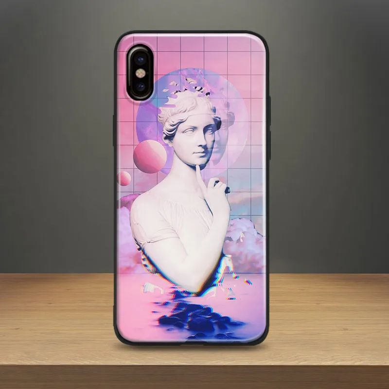 

Vaporwave Seapunk Cool Style Soft Silicone Phone Case Cover Shell For Apple iPhone 5 Se 5s 6 6s 6Plus 6sPlus 7 8 7Plus 8Plus X